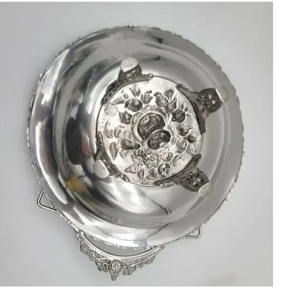 Antique Aurora Silver Plate Repousse 4-Foot Brides Basket Centerpiece 1869-1919 - Picture 7 of 10